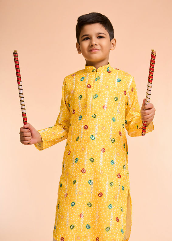 Manyavar Boys Sunlit Yellow Kurta Pajama Set