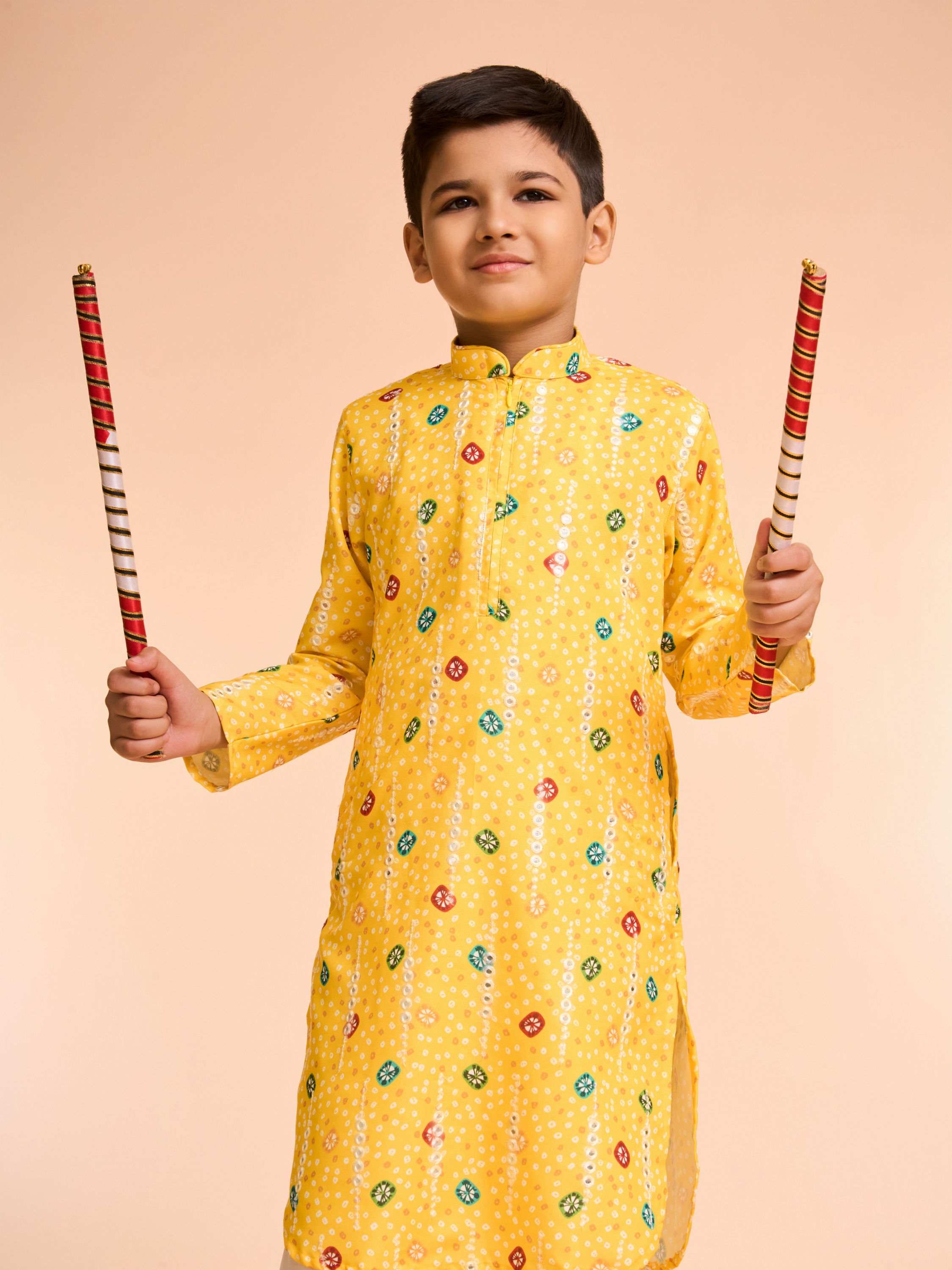 Manyavar Boys Sunlit Yellow Kurta Pajama Set