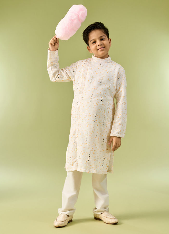 Manyavar Boys Creamy Elegance Kurta Pajama