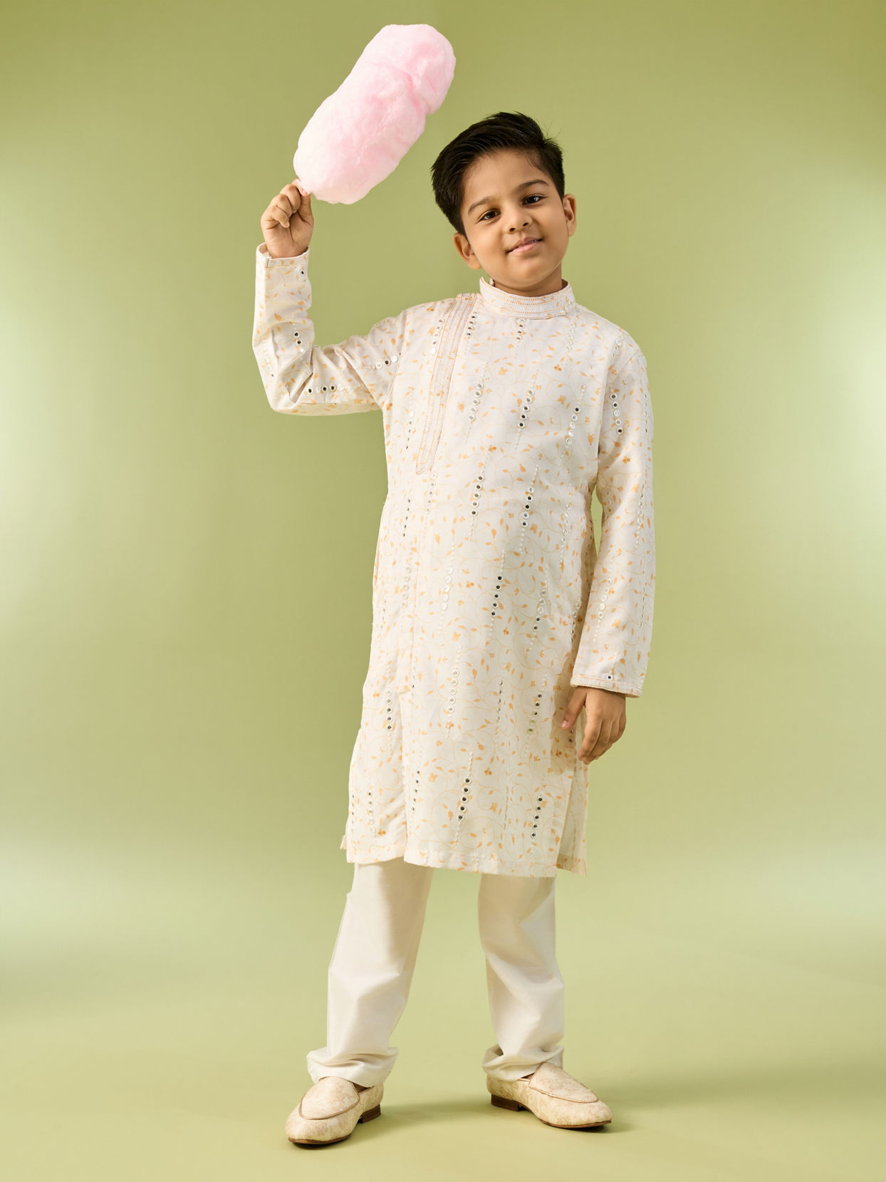 Manyavar Boys Creamy Elegance Kurta Pajama