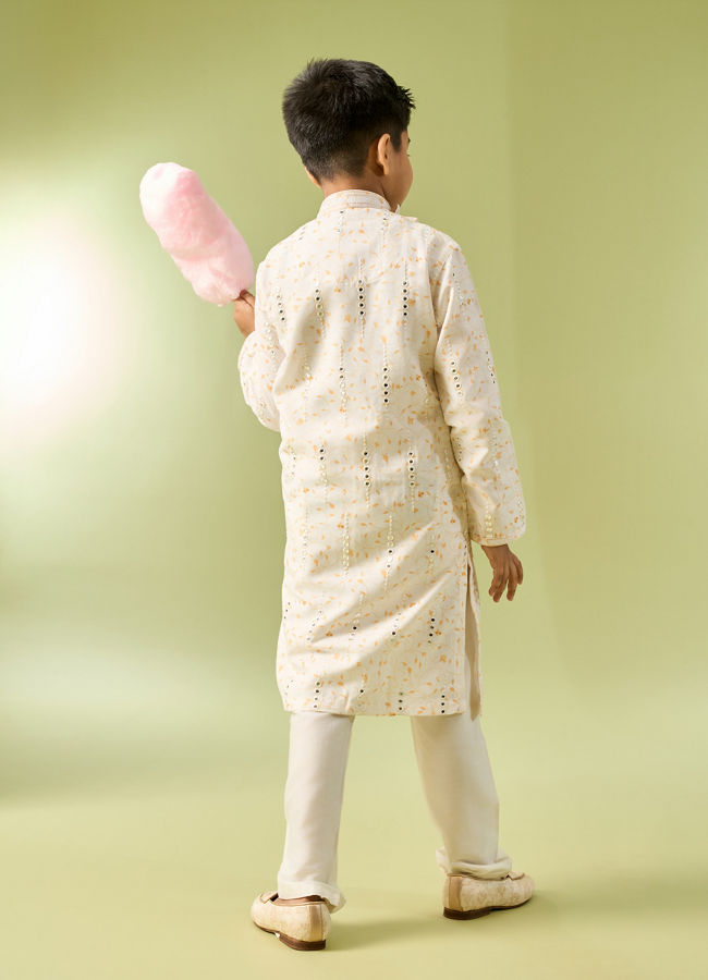 Manyavar Boys Creamy Elegance Kurta Pajama