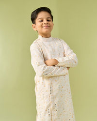 Manyavar Boys Creamy Elegance Kurta Pajama