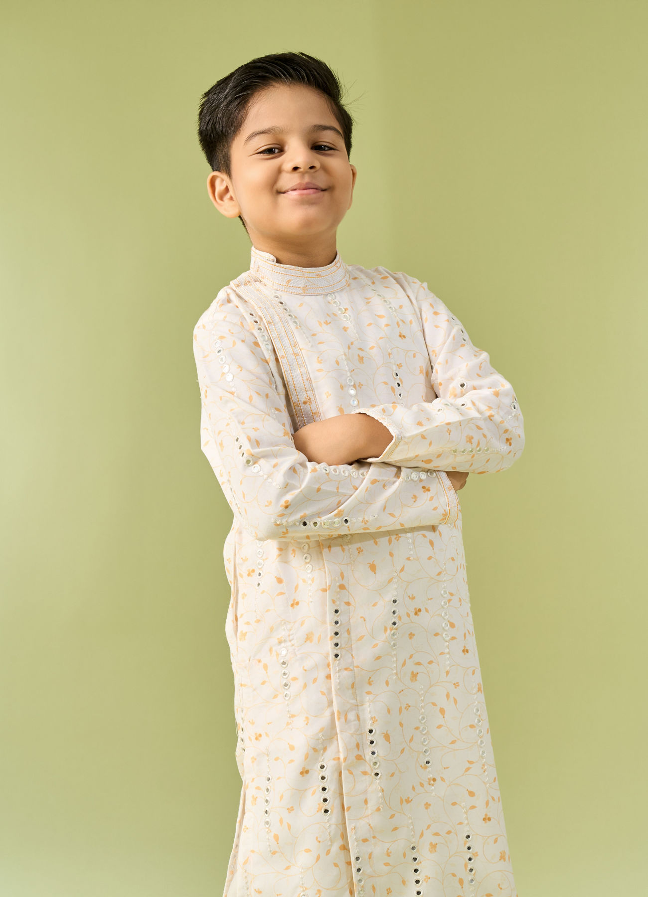 Manyavar Boys Creamy Elegance Kurta Pajama