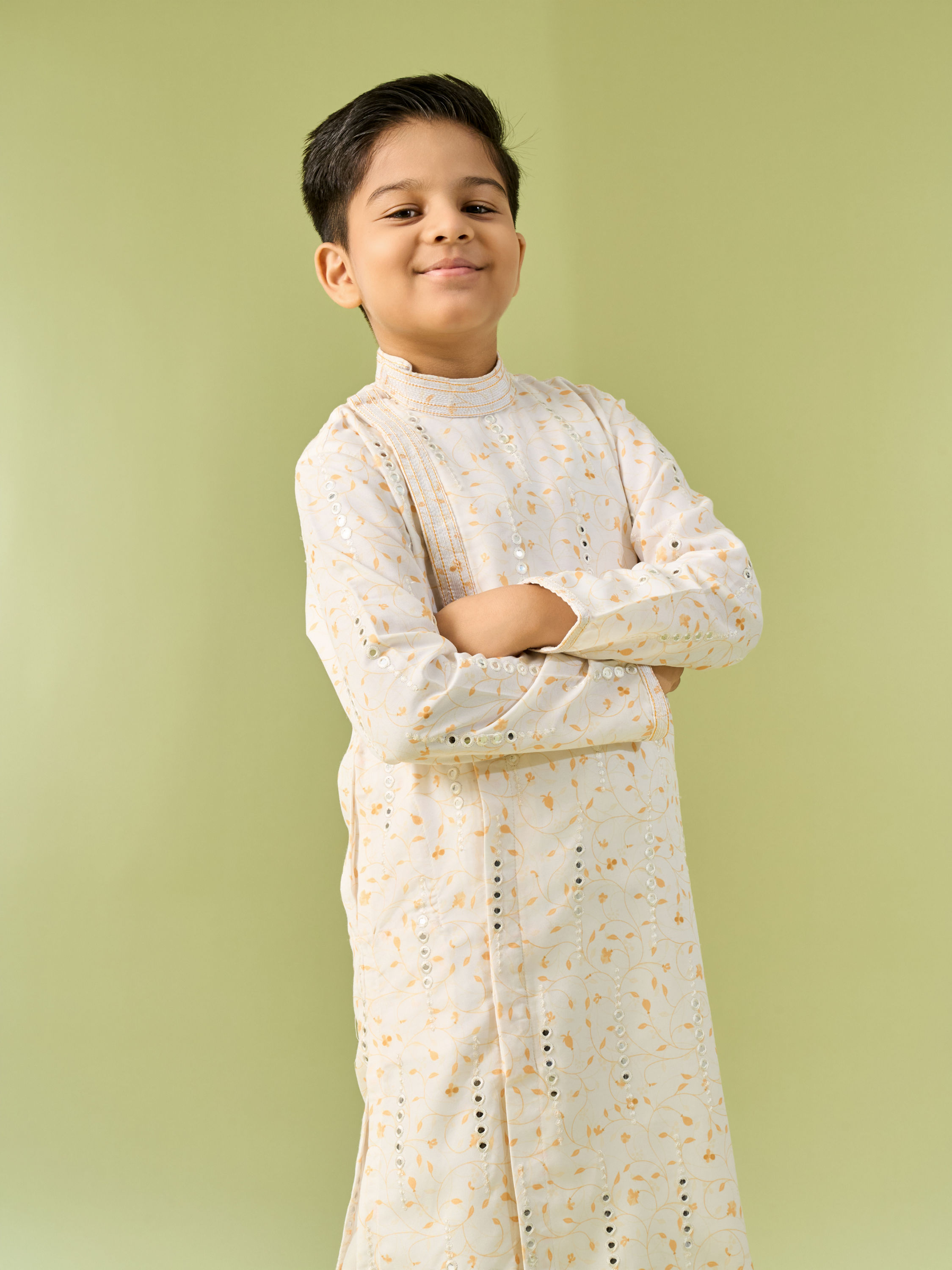 Manyavar Boys Creamy Elegance Kurta Pajama