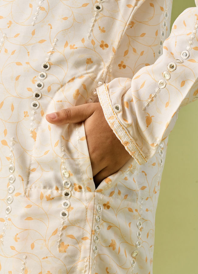 Manyavar Boys Creamy Elegance Kurta Pajama