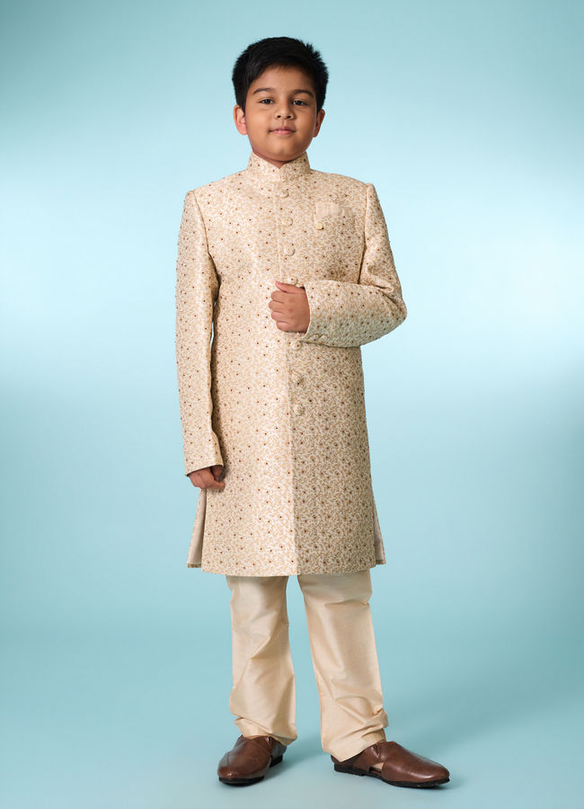 Manyavar Boys Beige Elegance Sherwani