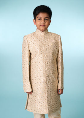 Manyavar Boys Beige Elegance Sherwani