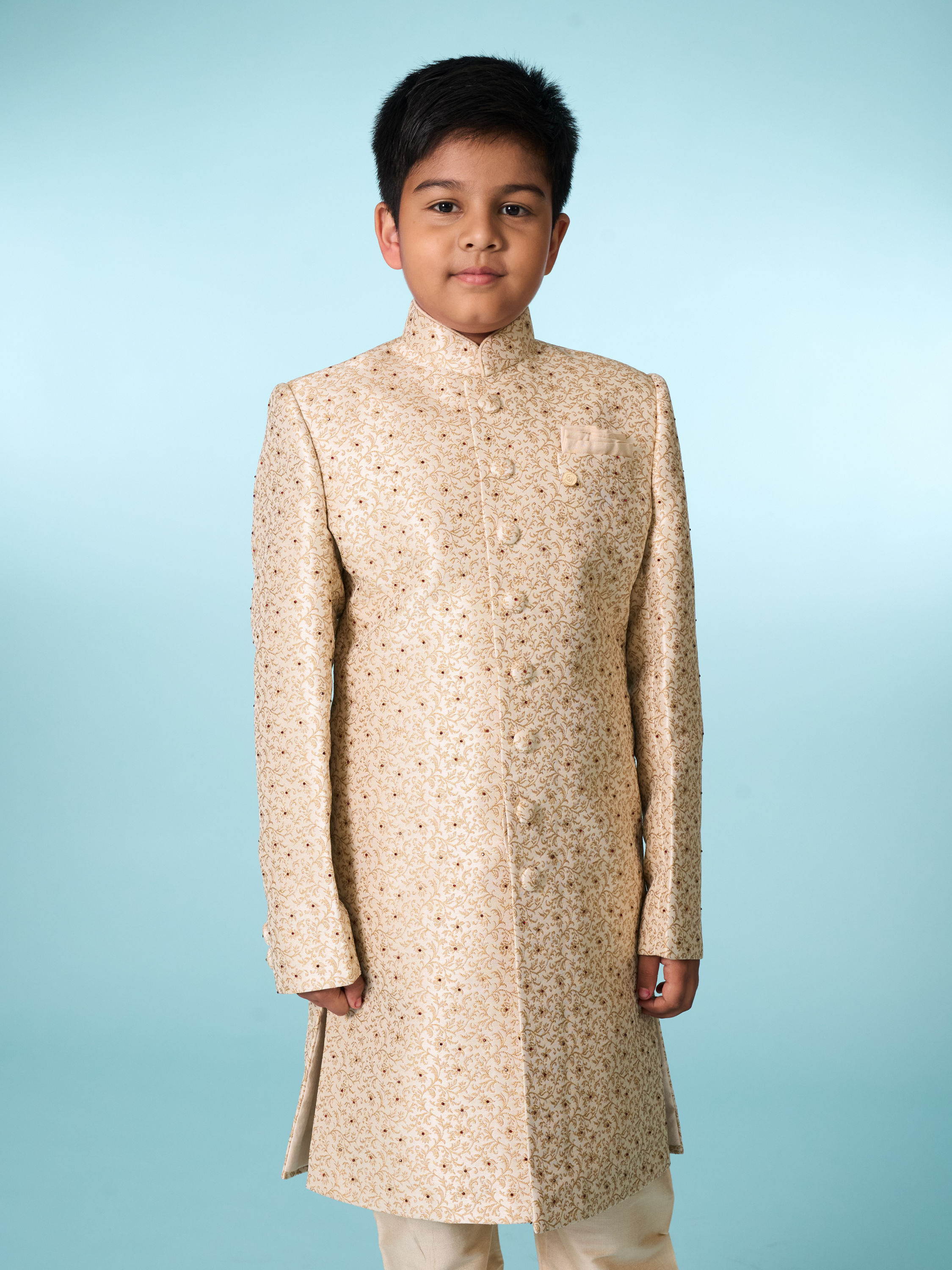 Manyavar Boys Beige Elegance Sherwani