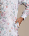 Manyavar Boys Boys Warm White Floral Printed Kurta Set