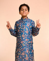 Manyavar Boys Midnight Blue Charm Kurta Pajama