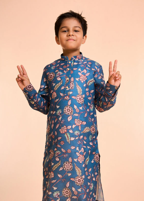Manyavar Boys Midnight Blue Charm Kurta Pajama