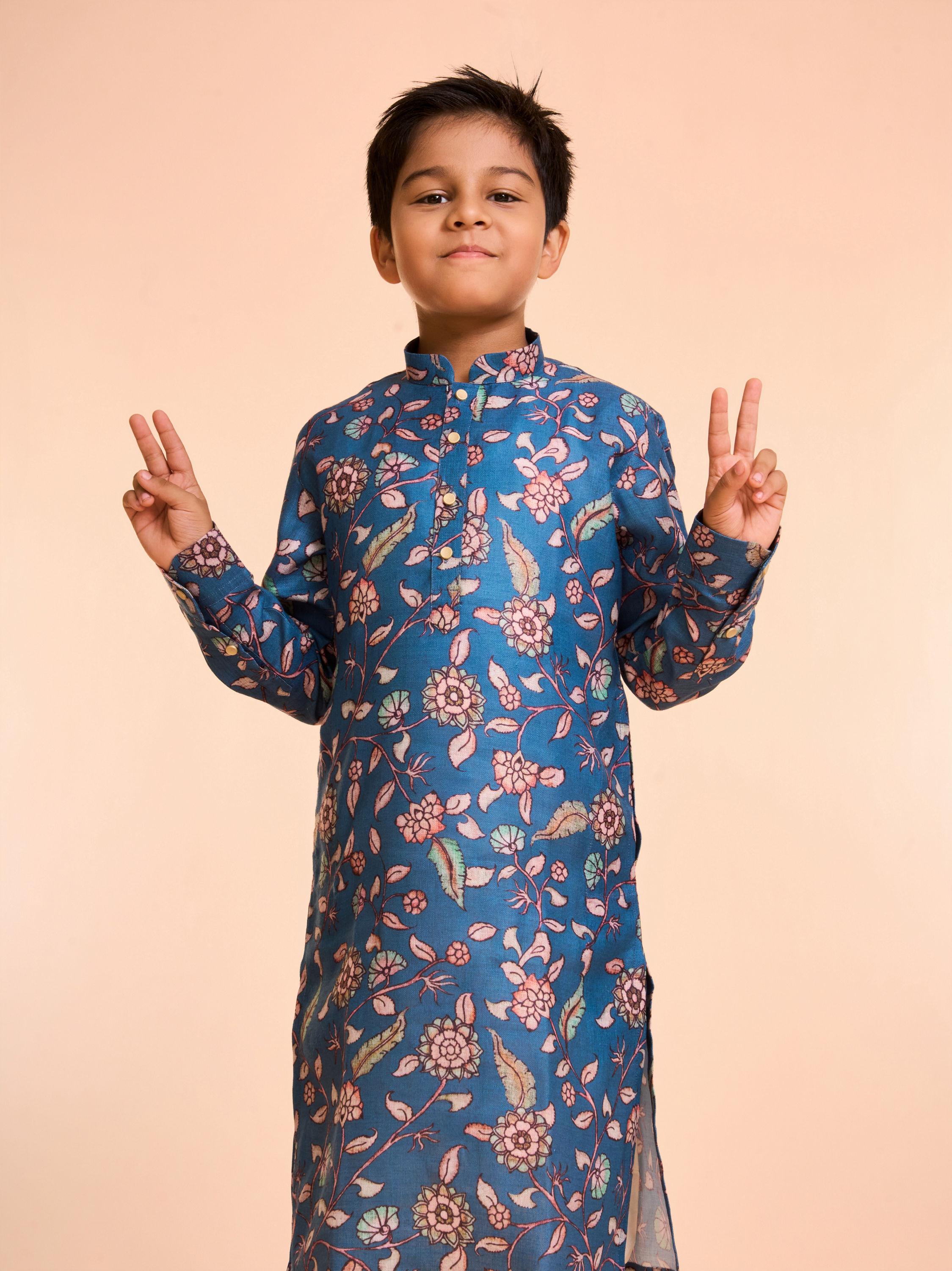 Manyavar Boys Midnight Blue Charm Kurta Pajama