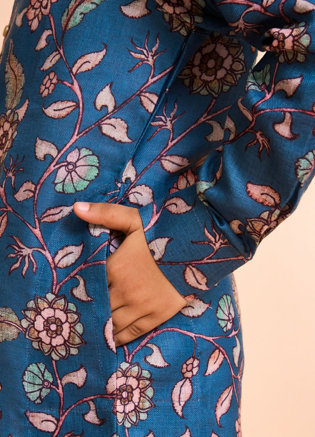 Manyavar Boys Midnight Blue Charm Kurta Pajama