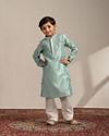 alt message - Manyavar Boys Boys Sky Blue Petal Printed Kurta Set image number 2