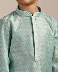 Manyavar Boys Boys Sky Blue Petal Printed Kurta Set