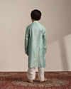 Boys Sky Blue Petal Printed Kurta Set image number 5