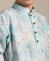 Manyavar Boys Boys Tropical Blue Floral Printed Kurta Set