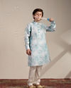 Manyavar Boys Boys Tropical Blue Floral Printed Kurta Set