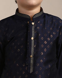 Manyavar Boys Boys Ink Blue Buta Printed Kurta Set