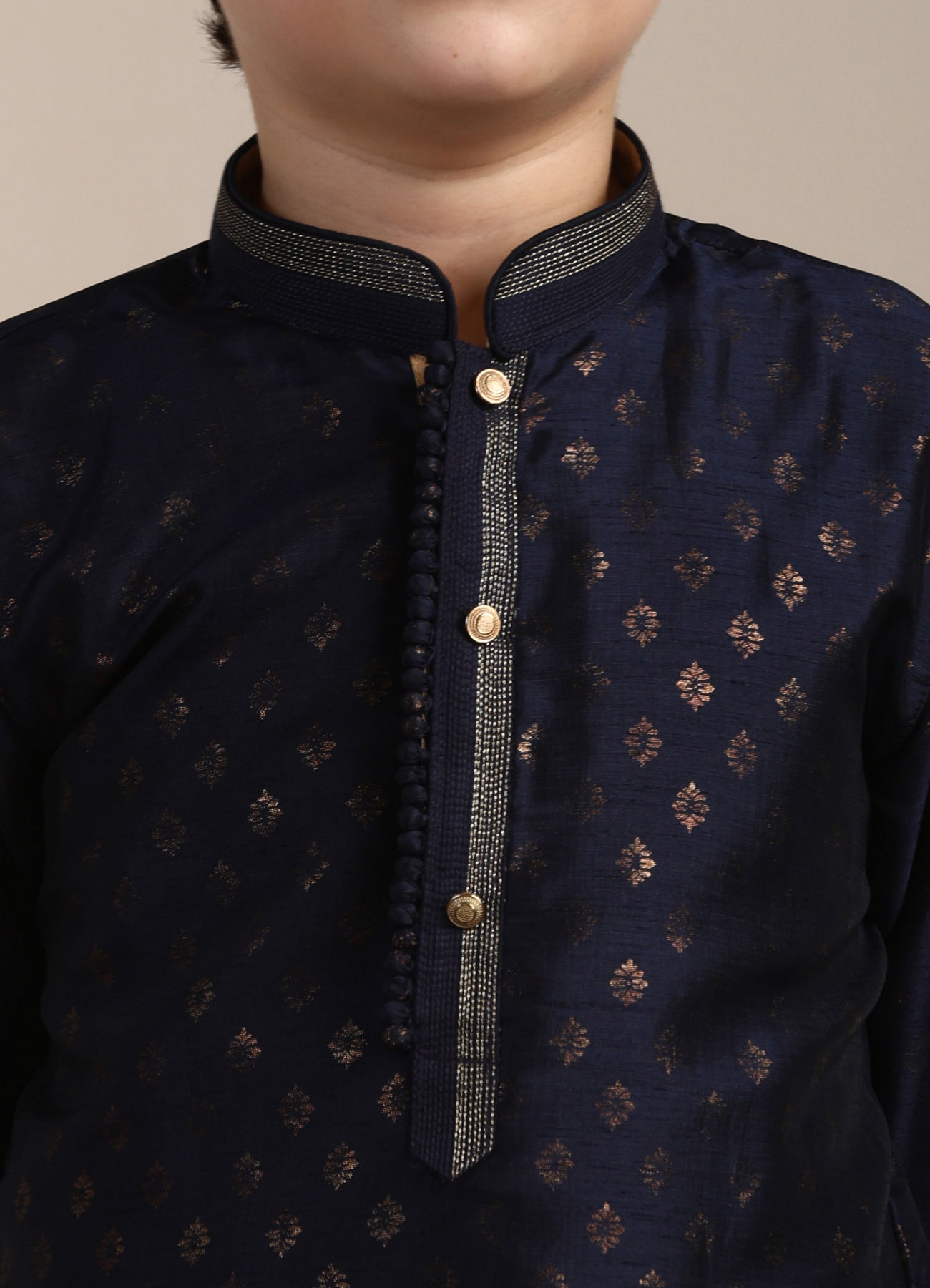 Manyavar Boys Boys Ink Blue Buta Printed Kurta Set