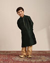 Boys Forest Green Buta Printed Kurta Set image number 2