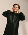 Manyavar Boys Boys Forest Green Buta Printed Kurta Set