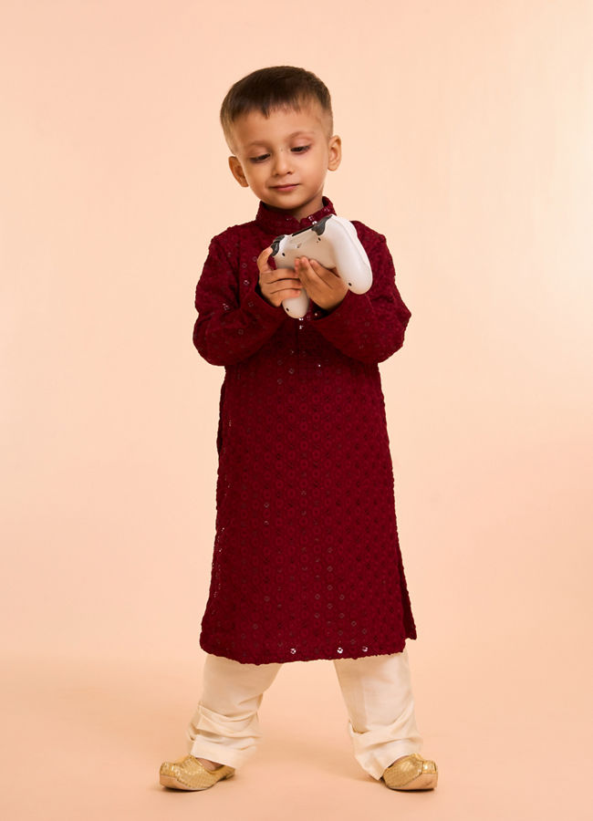 Manyavar Boys Majestic Maroon Kurta Pajama