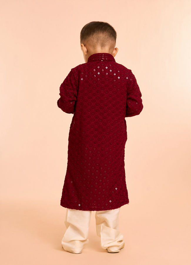 Manyavar Boys Majestic Maroon Kurta Pajama