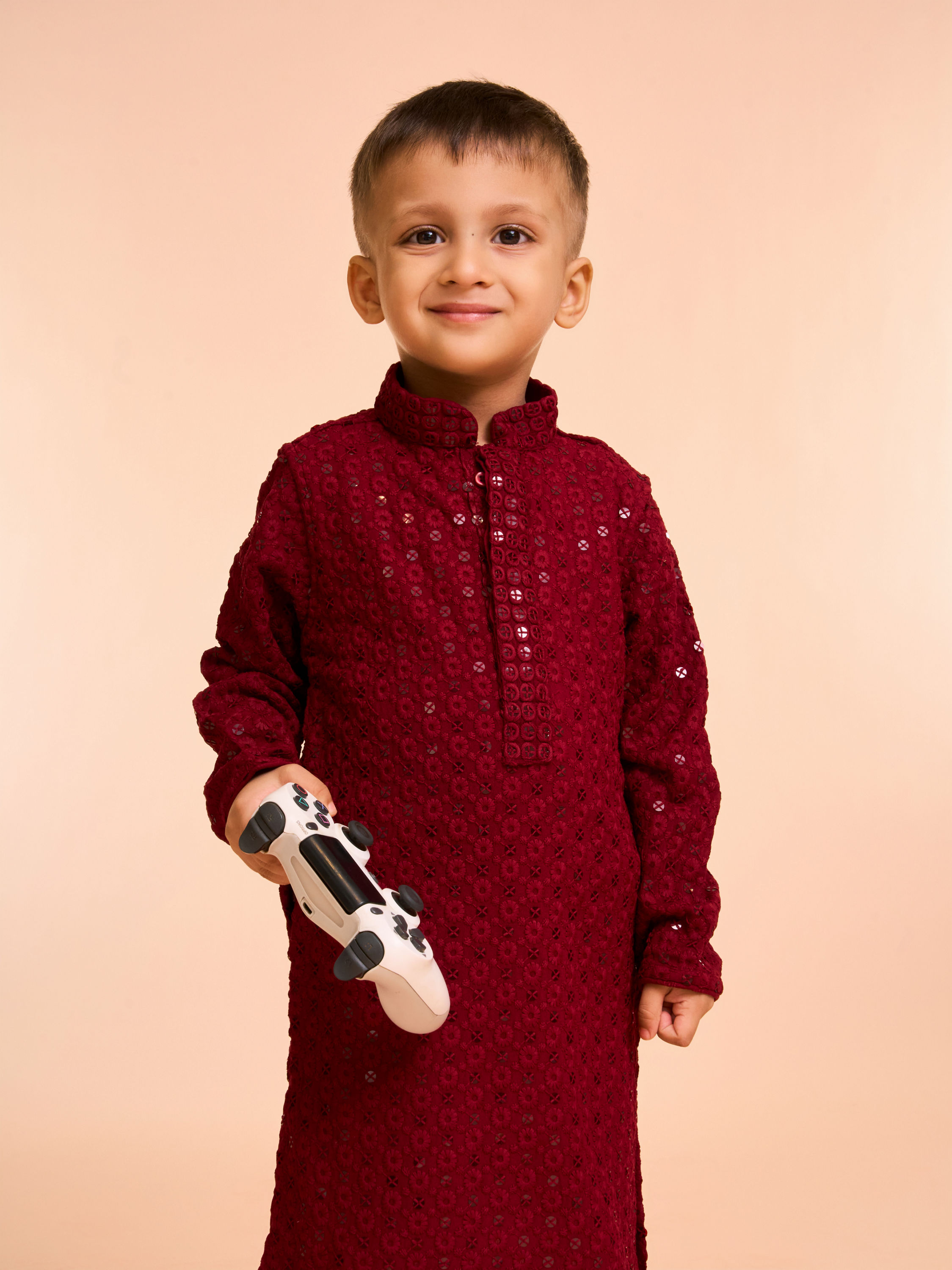 Manyavar Boys Majestic Maroon Kurta Pajama