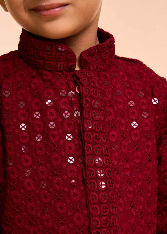 Manyavar Boys Majestic Maroon Kurta Pajama