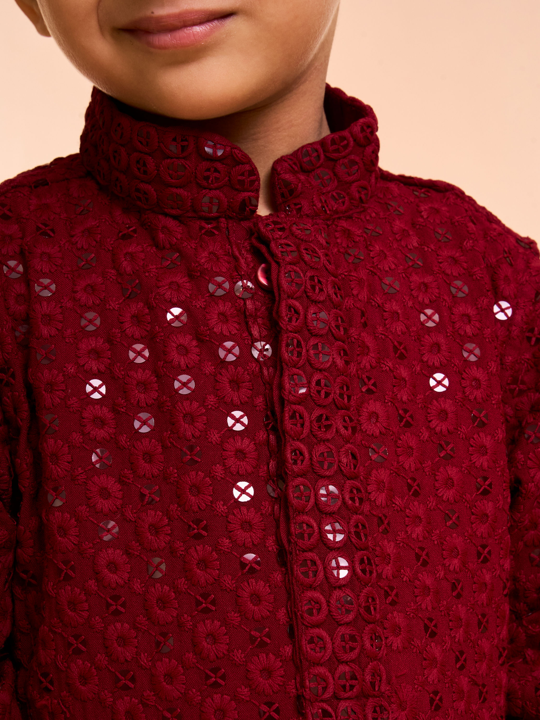 Manyavar Boys Majestic Maroon Kurta Pajama