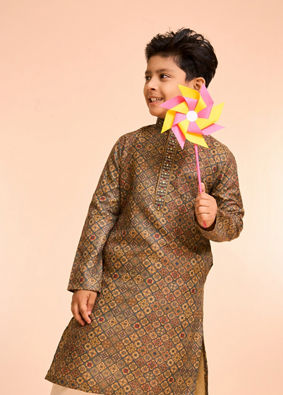 Manyavar Boys Emerald Radiance Kids Kurta Pajama
