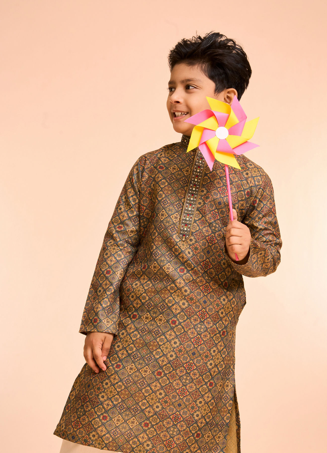 Manyavar Boys Emerald Radiance Kids Kurta Pajama