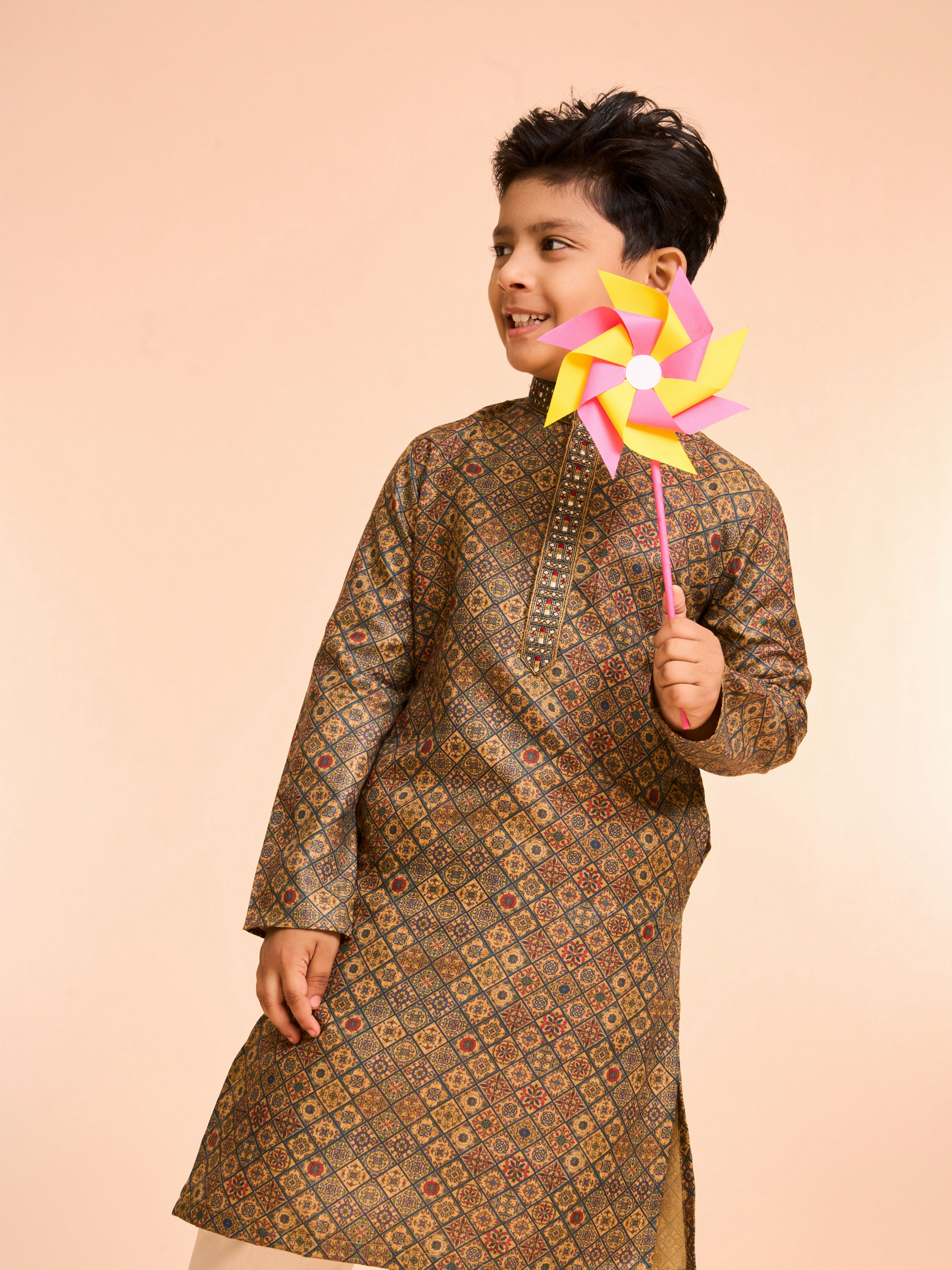 Manyavar Boys Emerald Radiance Kids Kurta Pajama