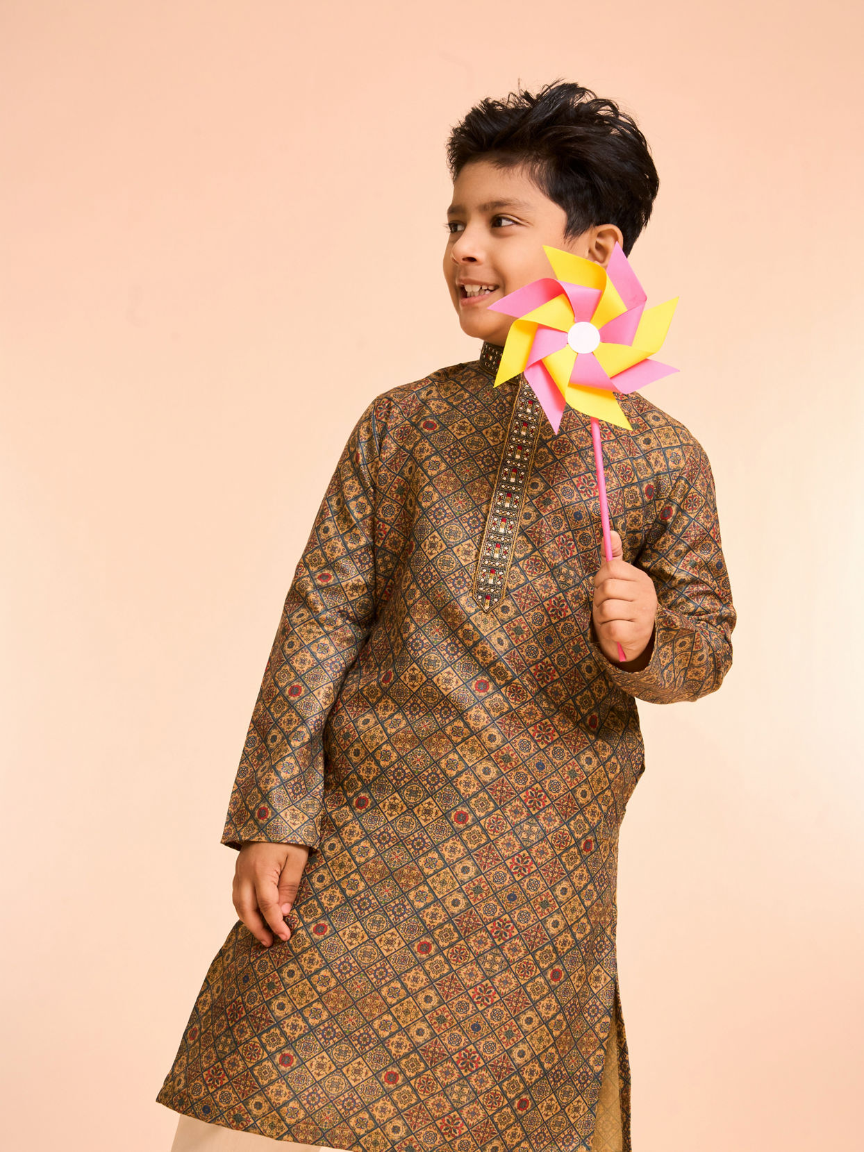 Manyavar Boys Emerald Radiance Kids Kurta Pajama