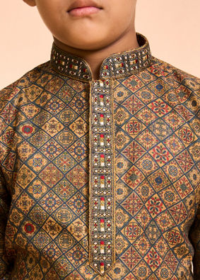 Manyavar Boys Emerald Radiance Kids Kurta Pajama