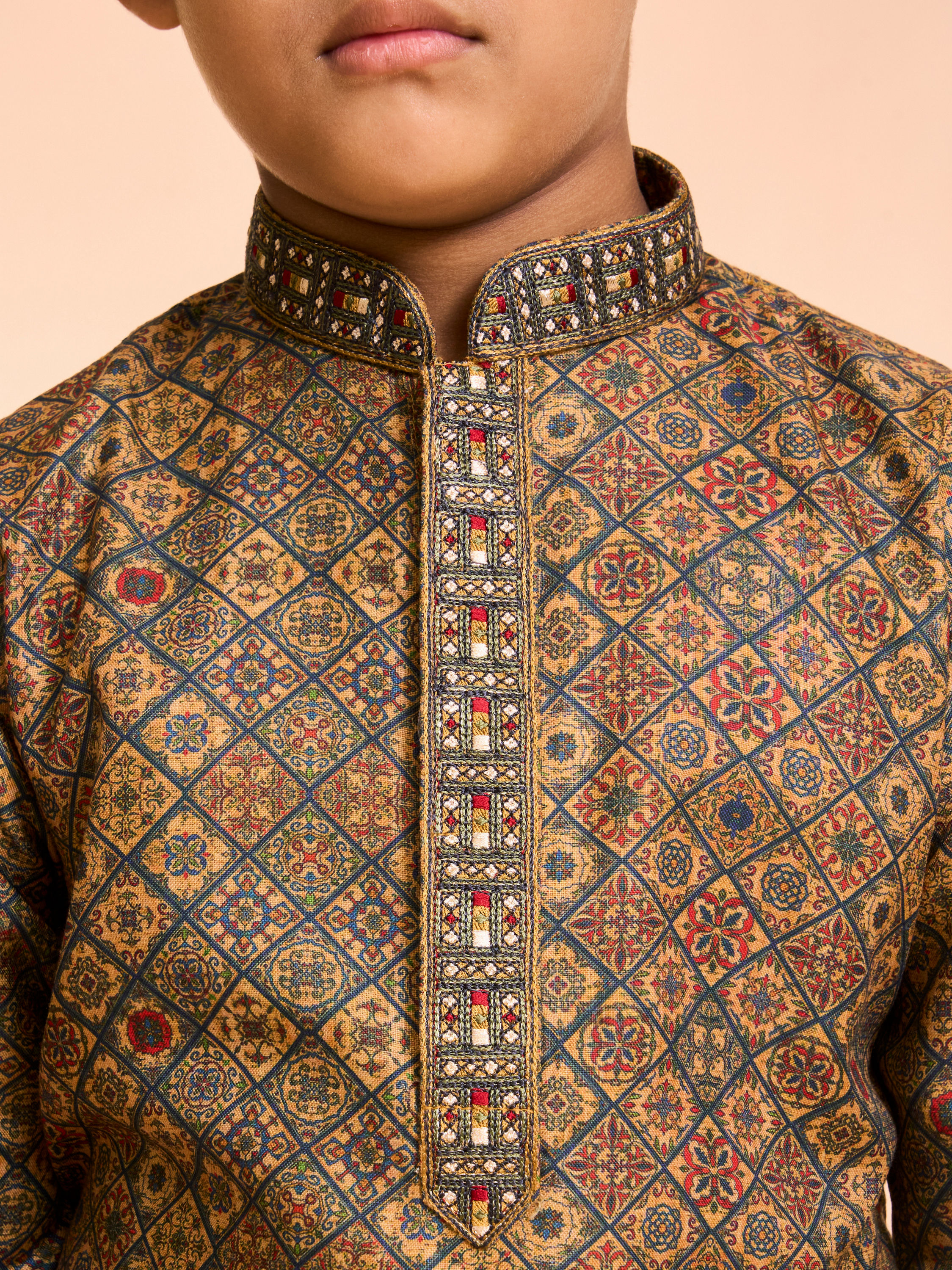 Manyavar Boys Emerald Radiance Kids Kurta Pajama