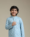 Manyavar Boys Light Blue Kurta Pajama Ensemble image number 0