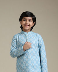 Manyavar Boys Light Blue Kurta Pajama Ensemble