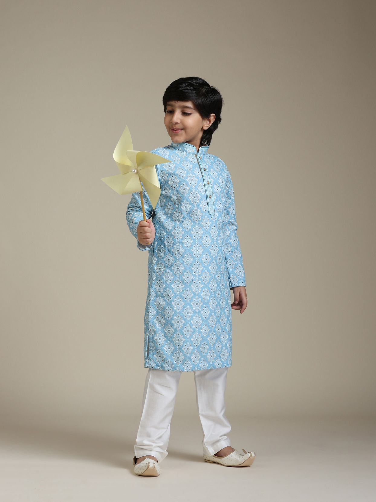 Manyavar Boys Light Blue Kurta Pajama Ensemble image number 2