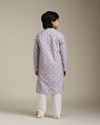 Manyavar Boys Boys Soft Lilac Chikankari Inspired Jaal Patterned Kurta Set