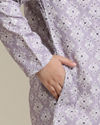 Manyavar Boys Boys Soft Lilac Chikankari Inspired Jaal Patterned Kurta Set