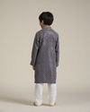 Manyavar Boys Boys Concrete Grey Harlequin Patterned Kurta Set with Sequin Work