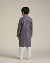 alt message - Manyavar Boys Boys Concrete Grey Harlequin Patterned Kurta Set with Sequin Work image number 5