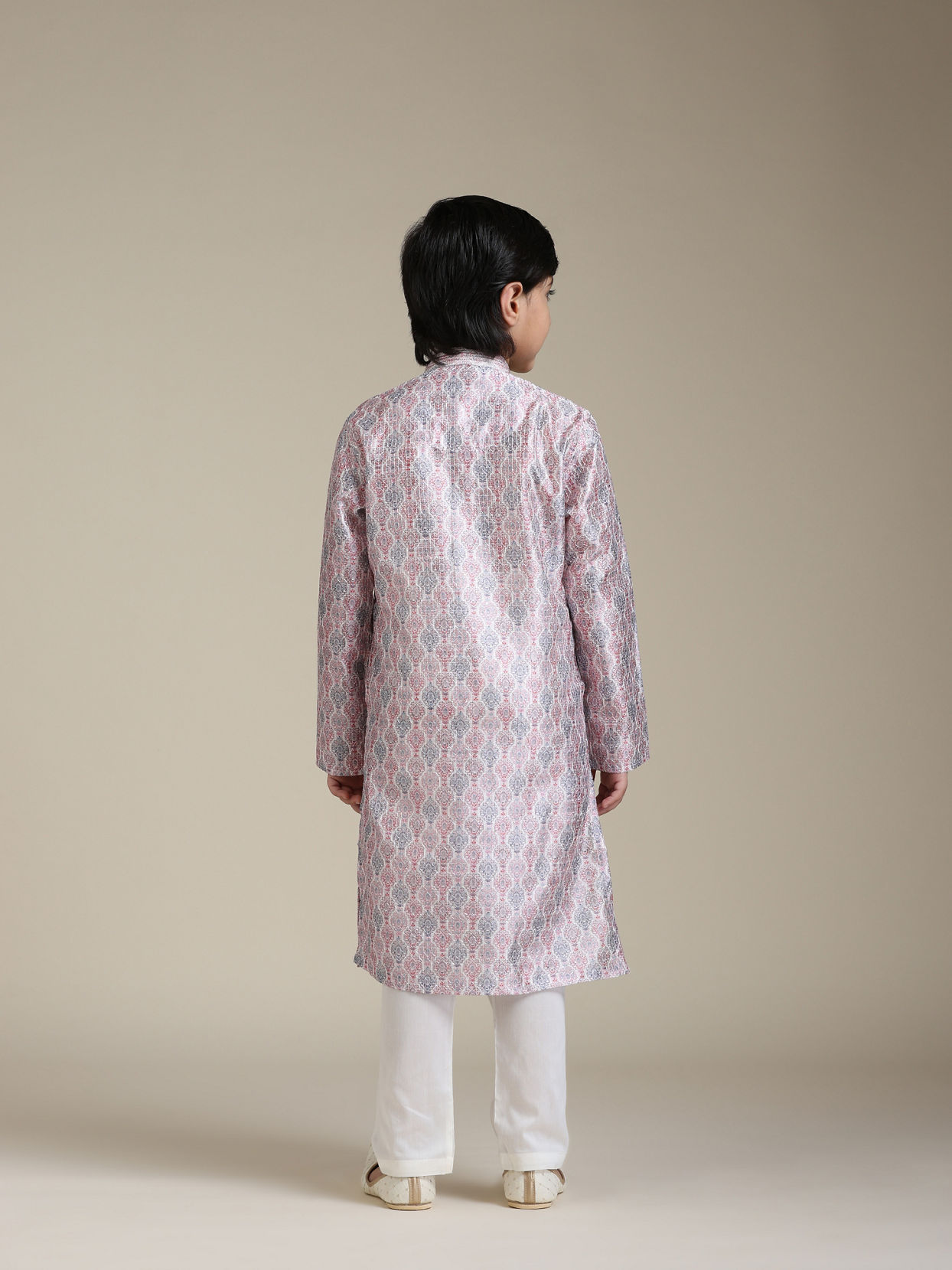 Manyavar Boys Boys Baby Pink Ogee Printed Kurta Set