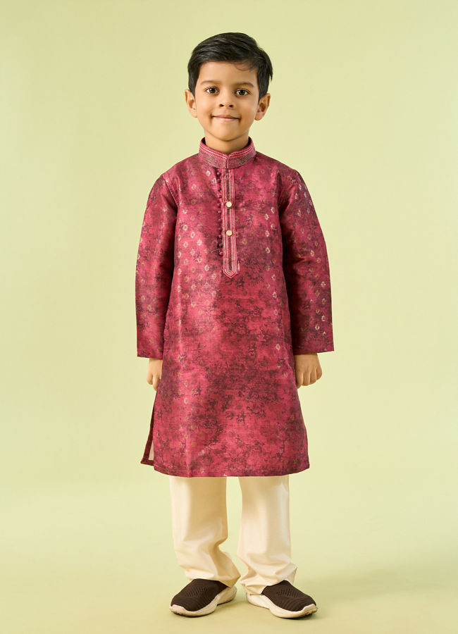 Manyavar Boys Maroon Kurta Pajama