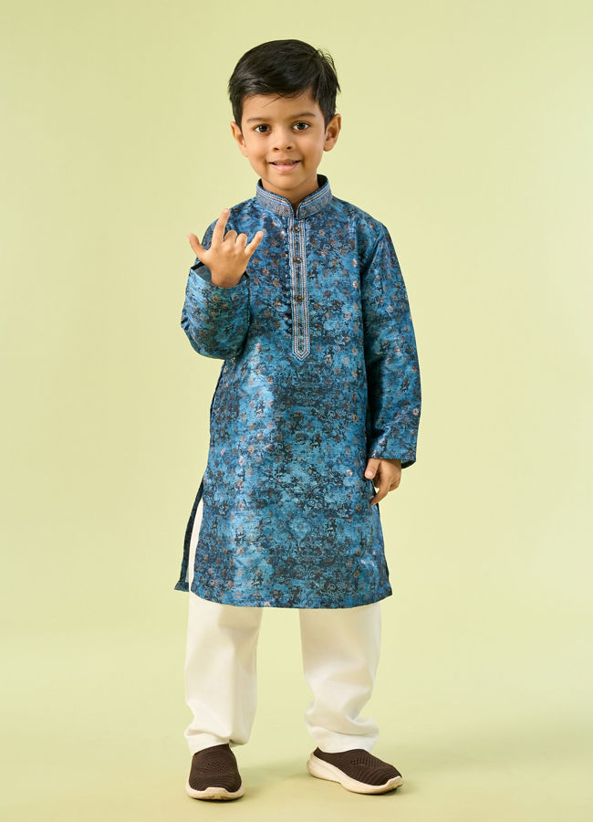 Manyavar Boys Opulent Blue Kurta Pajama Set