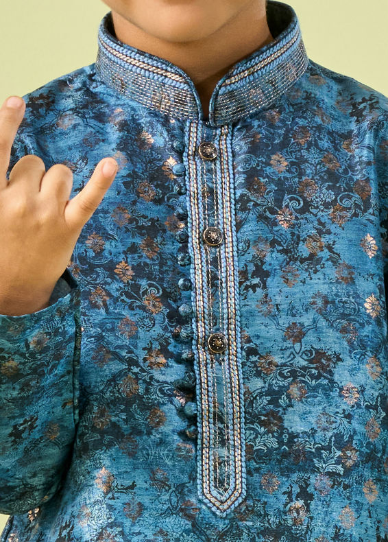 Manyavar Boys Opulent Blue Kurta Pajama Set