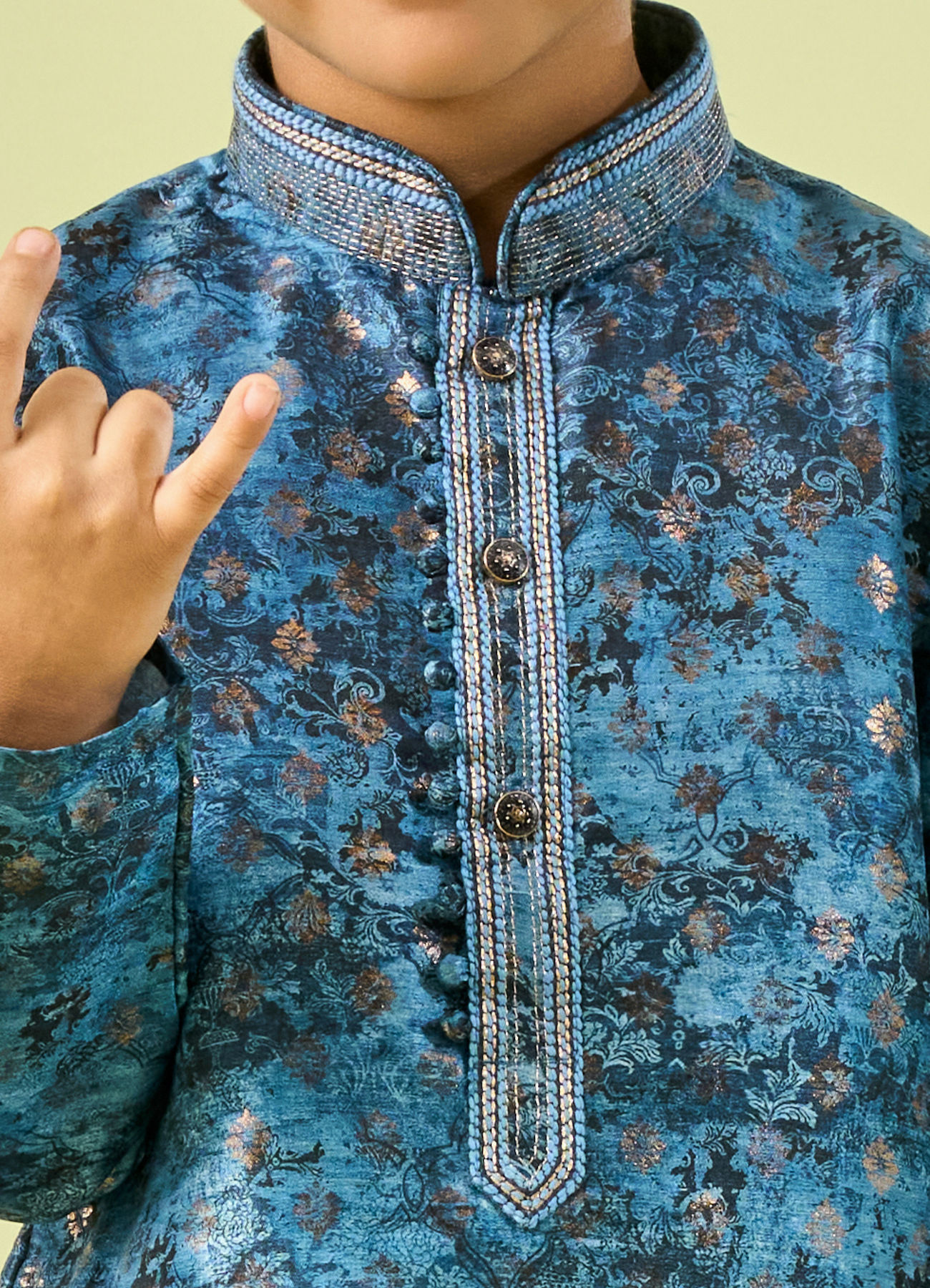 Manyavar Boys Opulent Blue Kurta Pajama Set