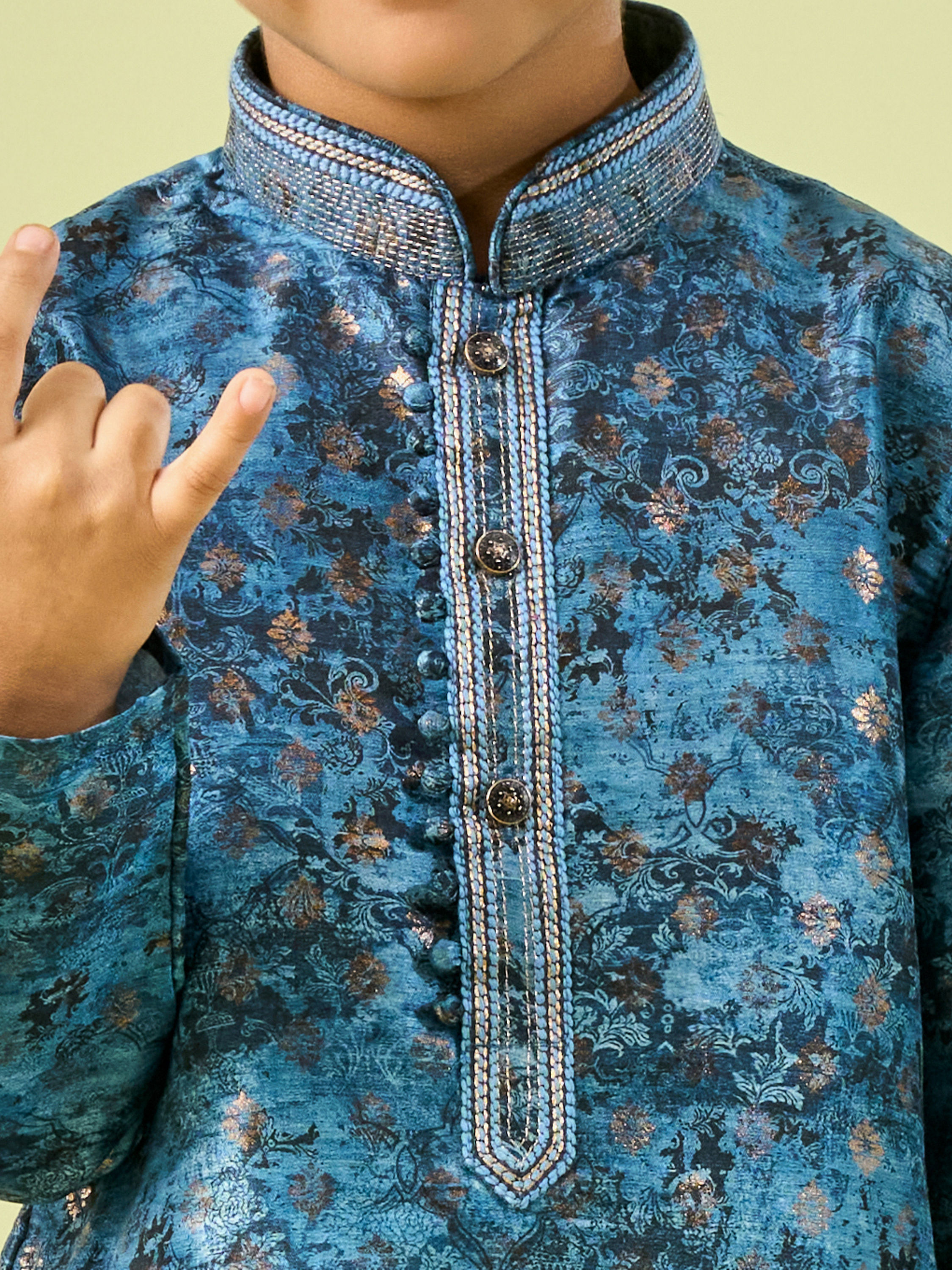 Manyavar Boys Opulent Blue Kurta Pajama Set